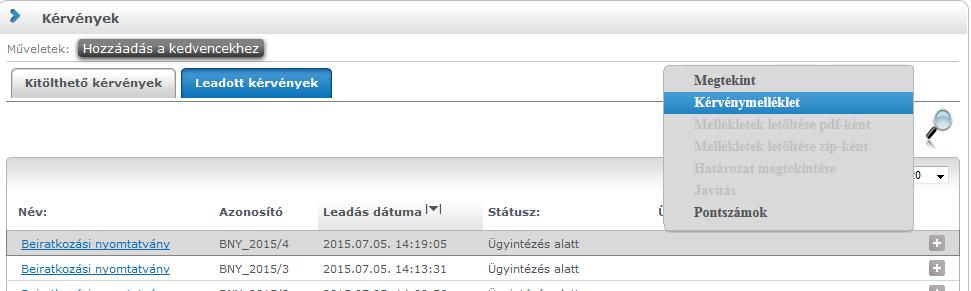 Amennyiben a feltöltendő fájl már feltöltésre került a leadandó kérvényhez, akkor a program egy megerősítendő üzenetben kijelzi, hogy "Ezzel a névvel már van felöltve