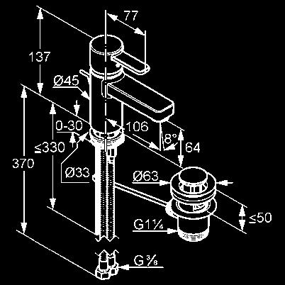 KLUDI ZENTA Mosdó KLUDI ZENTA egykaros mosdócsap NA 15 névleges vízmennyiség: 6 l/perc, 3 bar PCA s-pointer perlátor M 24 x 1 lefolyógarnitúra G 1 1/4 P-IX 18634/IA KLUDI