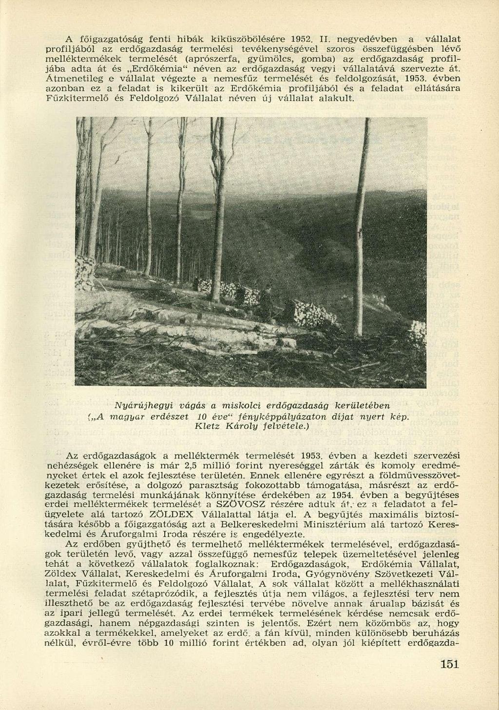 A főigazgatóság fenti hibák kiküszöbölésére 1952. II.