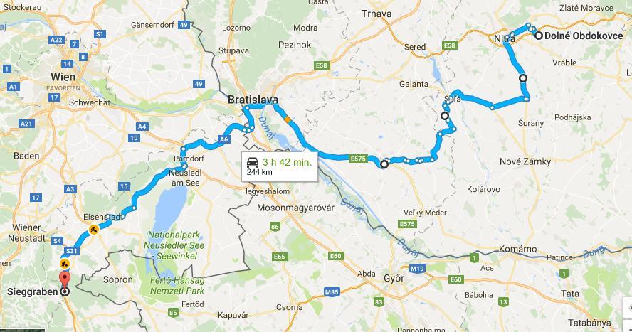 Autóbusszal Zoboraljáról /Alsóbodokról/ indulva Csallóközön át vezetett az útvonal Szikra /Sieggraben/ burgenlandi faluba Autóbusszal Zoboraljáról indulva Csallóközön át vezetett az útvonal Szikra