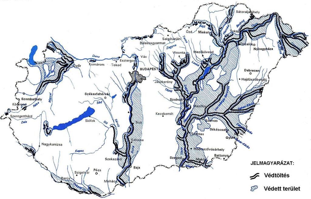 Magyarország árvízi elöntéssel veszélyeztetett területe és