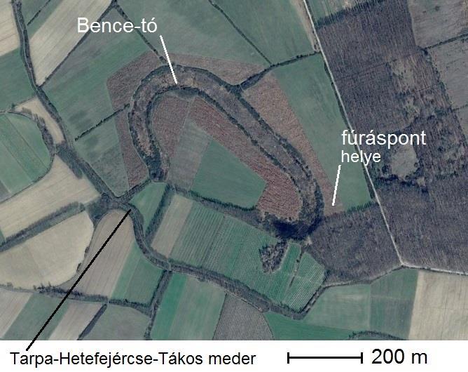 20. ábra. A Bence-folyóhát légi felvétele és a fúráspont helye. 4.3.