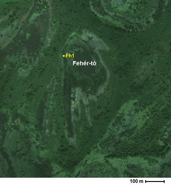 31. ábra. A Fehér-tó légifelvétele és a mintavételi pontok helyzete. Kerek-tó (25. ábra. 7) A Kerek-tó egy kb.