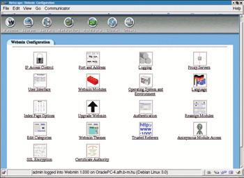 L EMEZSZEMLE LINUXOS PROGRAMOK Webmin forever A A program, sôt inkább programcsomag neve a web és az admin szavak összevonásából származik, és jól kifejezi, mire tervezték.