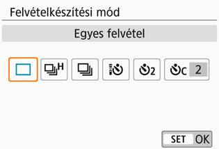 u : Egyképes felvétel Az exponálógomb teljes lenyomásakor a gép csak egy felvételt készít.