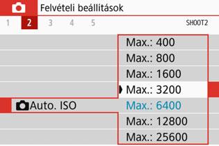g: Az ISO-érzékenység beállítása állóképek eseténn 3 Az [AUTO] funkció használata esetén használható maximális ISO érzékenység beállításan Az Auto.