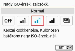 Alacsony ISO-érzékenység mellett történő felvételkészítés esetén a kép sötétebb részein (az árnyékos területeken) észlelhető zaj tovább csökken.