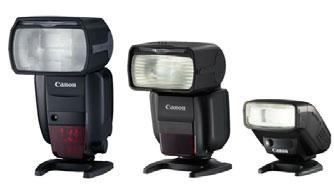 Vakupapucsra helyezett Speedlite eszközök Makróvakuk A vakufunkció-beállításokkal (211. oldal) nem kompatibilis EX sorozatú Speedlite vaku esetén a [Külső vaku funkc.beáll.] lehetőségnél csak a[vaku exp.