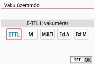 A [Kézi vaku] mód olyan haladó fotósok számára ajánlott, akik maguk kívánják beállítani a [Vaku fényerő] értékét (1/1 és 1/128 között).