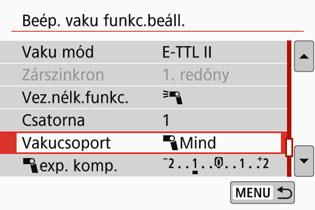 Egyéni vezeték nélküli vakus fényképezésn Teljesen automatikus fényképezés több külső Speedlite vakuval Több Speedlite segédvaku egy vakuegységként is felvillantható, vagy akár segédvakucsoportokra