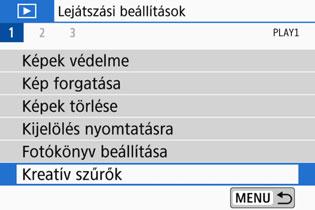 U Kreatív szűrők alkalmazása A következő kreatív szűrőket alkalmazhatja a képekre, melyeket aztán új képként menthet: Szemcsés fekete-fehér, Lágy fókusz, Halszemeffekt, Olajfestmény effektus,
