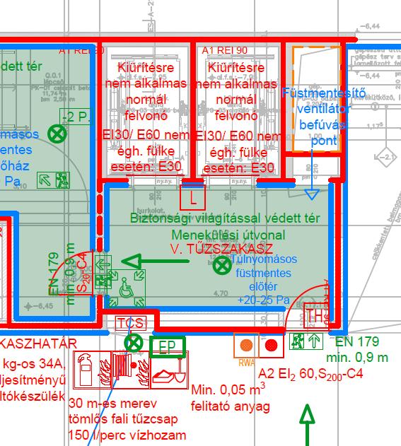 tervrajzok Tűzvédelmi alaprajzok: után világító feliratok, matricák Ezek többsége a jelmagyarázatban adható meg Szintszám Elérhető szintek