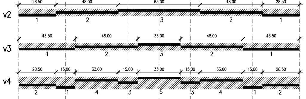 6.2. ábra A folytatólagos többtámaszú szerkezet betonozási változatai v8 Ideiglenes