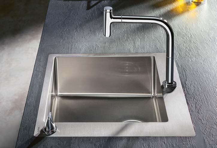 10 hansgrohe Mosogatókombinációk és mosogatók Új mérce a konyhában Kiváló minőségű anyagok: nemesacél és SilicaTec gránit A nemesacél mosogatók mellett Silica- Tec gránitmosogatókkal