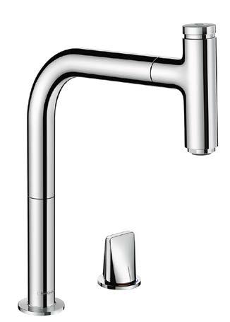 14 hansgrohe Konyhai csaptelep 71-es sorozat billenőkarral és Select gombbal Bármely ergonómiai igénynek szabad teret enged Különlegessége a mosogató szélén elhelyezett, új vízvezérlési koncepció,