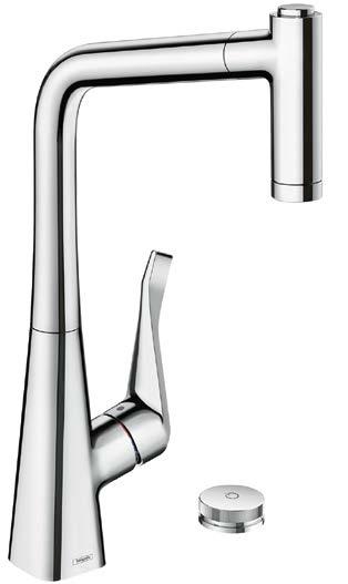 16 hansgrohe Konyhai csaptelep 71-es sorozat Select gombbal, 2 vízsugár fajtával Újfajta ergonómia és működési mód a modern konyháért A mosogató szélén elhelyezett, intuitív kezelőegység, azaz a