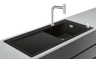 hansgrohe SilicaTec gránit mosogatókombinációk 33 C51-F635-04 180 x 450-es Select mosogatókombináció kétlyukú 320-as konyhai csapteleppel Alsó szekrény: 800 mm # 43215, -000 C51-F635-09 180 x 450-es