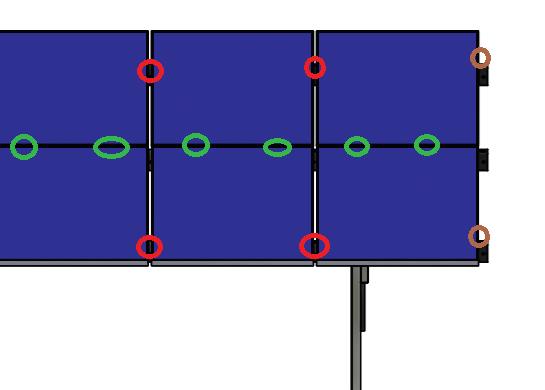 A leszorítók az alábbi helyeken lesznek: A piros helyeken az 1-es, a narancs helyeken a 2-es, a zöld helyeken a 3-as leszorítás verziót alkalmazzuk.