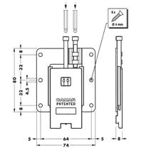 mm 10009600600 n814 64 Z1 VI 01 Panelfüggesztő Teljesen fémből készült A panel alsó felére, rugóval méret: 85 x 74 x 8 mm állíthatóság