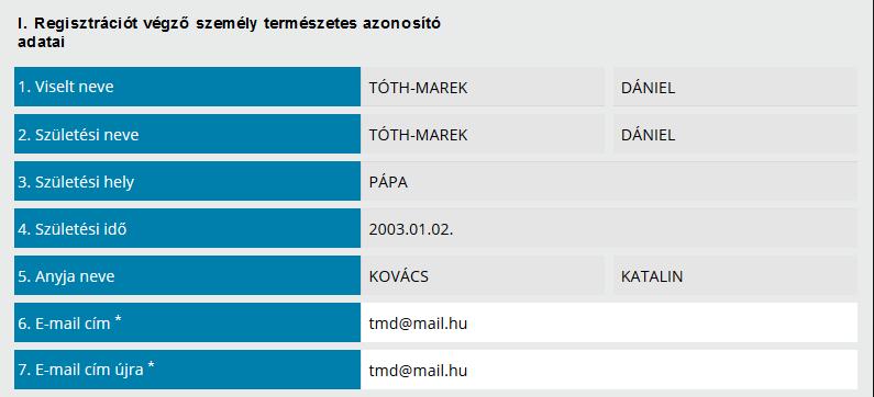 II. Gazdálkodó szervezet adatai A II. pontban a szervezet adatait kell megadni, ill.