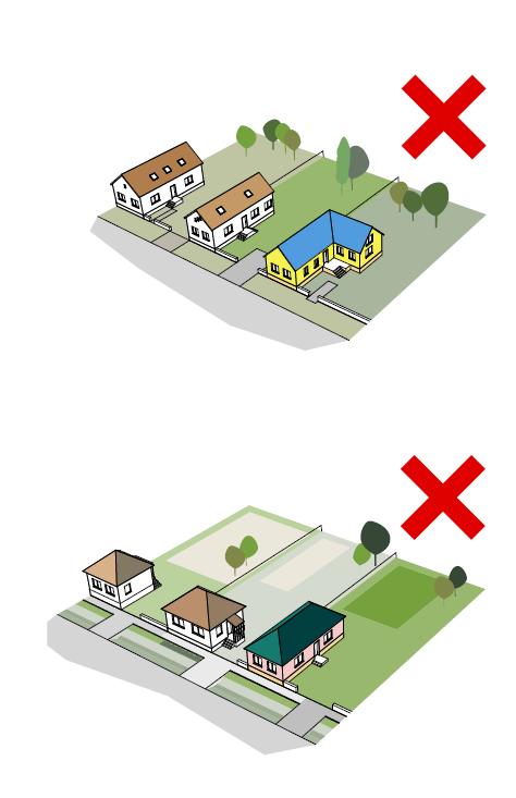 ANYAGHASZNÁLAT, SZÍNVILÁG Jellemzően színes falazat alakult ki, hagyományosan sárga és tégla színek alkalmazásával. Kerüljük a túl élénk, rikító színek használatát.