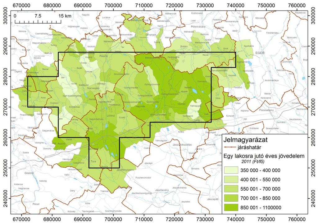 Hatvan Komplex érzékenységi és terhelhetőségi vizsgálati jelentés tervezet aktivitás értékéhez hasonlóan ez esetben is Gyöngyös és Hatvan térsége rendelkezett kedvezőbb értékekkel (NAV Személyi