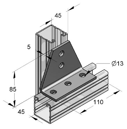 08165900 C45 Összekötő elem T lapos (IB 657) 120 x 110 x 5 0,404 25 0816574 C45