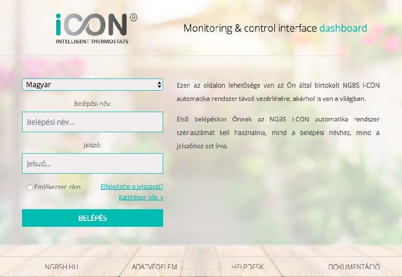 icon termosztátok elérése az interneten keresztül Minden NGBS icon automatika rendelkezik internet elérési lehetőséggel.