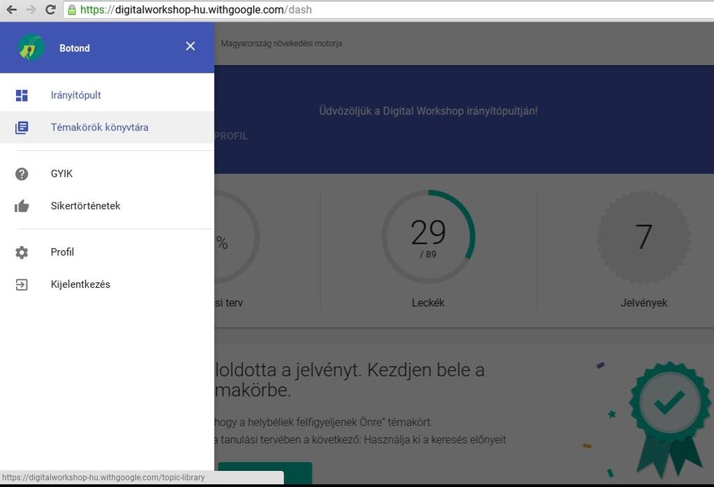 Téma kiválasztása a témakörök könyvtárából 3.