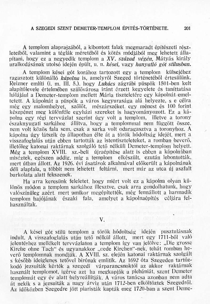 A SZEGEDI SZENT DEMETEk-TEMPLOM ÉPITÉS-TÖRTÉNETÉ.