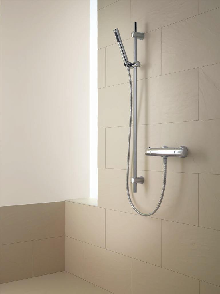 KLUDI ZUHANYTERMÉKEK Falon kívüli egykaros zuhanycsap Komfort, mint a mosdókagylónál: a hőmérséklet és a vízmennyiség beállítása könnyen és