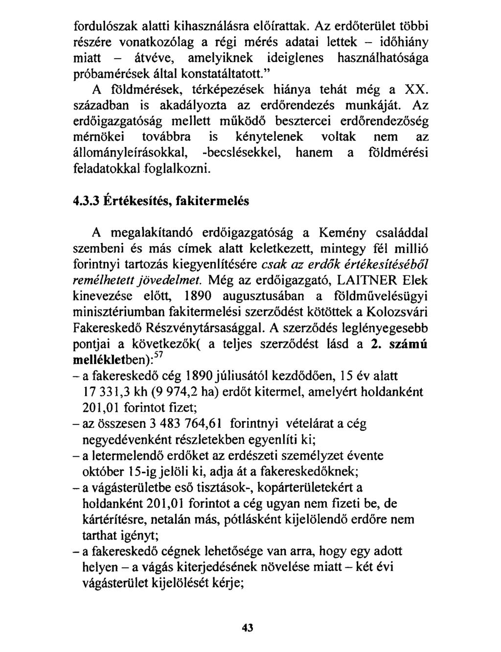 fordulószak alatti kihasználásra előírattak.