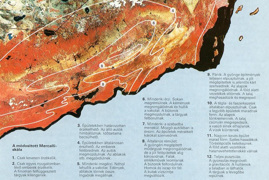Intenzitás: tapasztalati skála a rombolás mértékéből