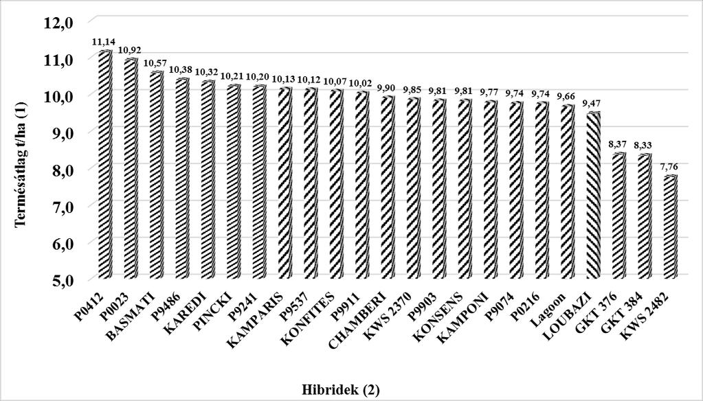 A kísérletben vizsgált kukoricahibridek a következők voltak: Caussade hibridek: Chamberi, Kamponi, Loubazi, Basmati, Pincki, Karedi. Szegedi Gabonakutató hibridek: GKT 376, GKT 384.