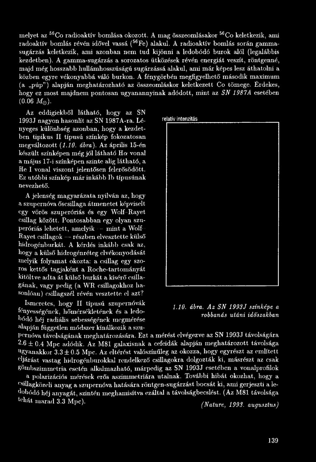 Érdekes, hogy ez most majdnem pontosan ugyanannyinak adódott, mint az SN 1987A esetében (0.06 M q ). Az eddigiekből látható, hogy az SN 1993J nagyon hasonlít az SN 1987A-ra.