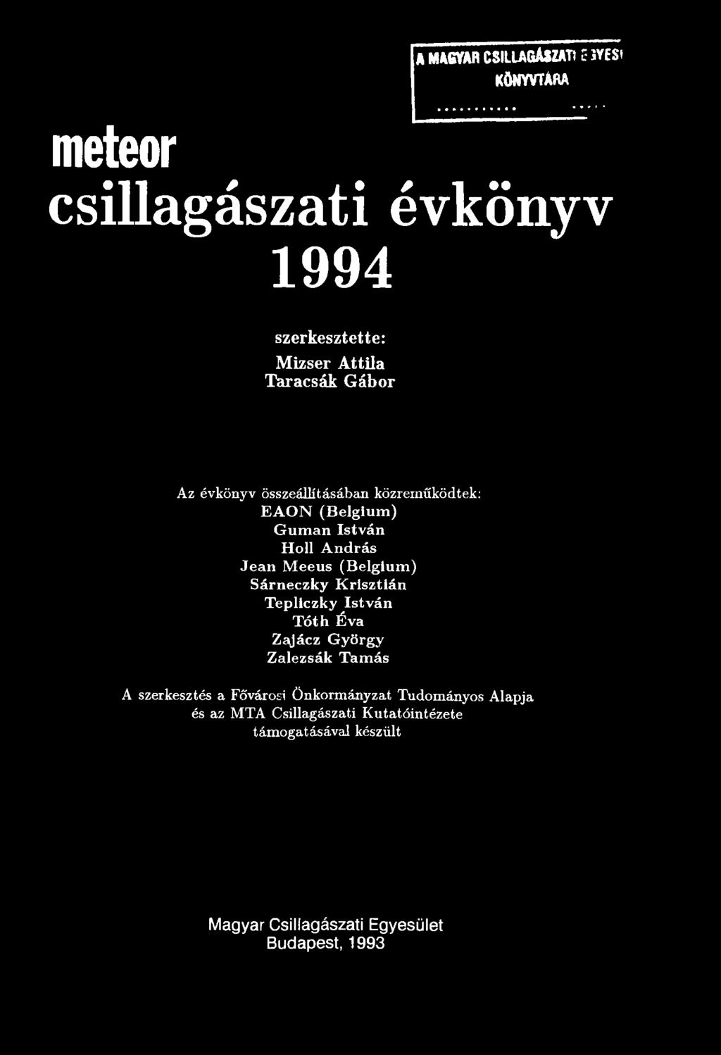 rgy Zalezsák Tam ás A szerkesztés a Fővárosi Önkormányzat Tudományos Alapja és az