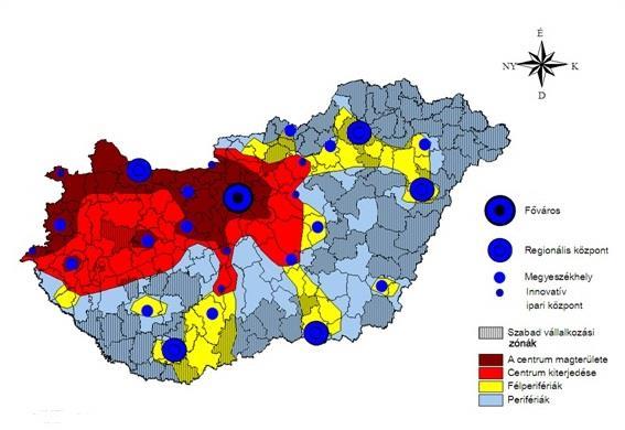 A vidéki térségek periferizálódása Magyarország térszerkezete Markáns területi különbségek figyelhetőek meg az országban a regionális különbségek növekedése jelentős.