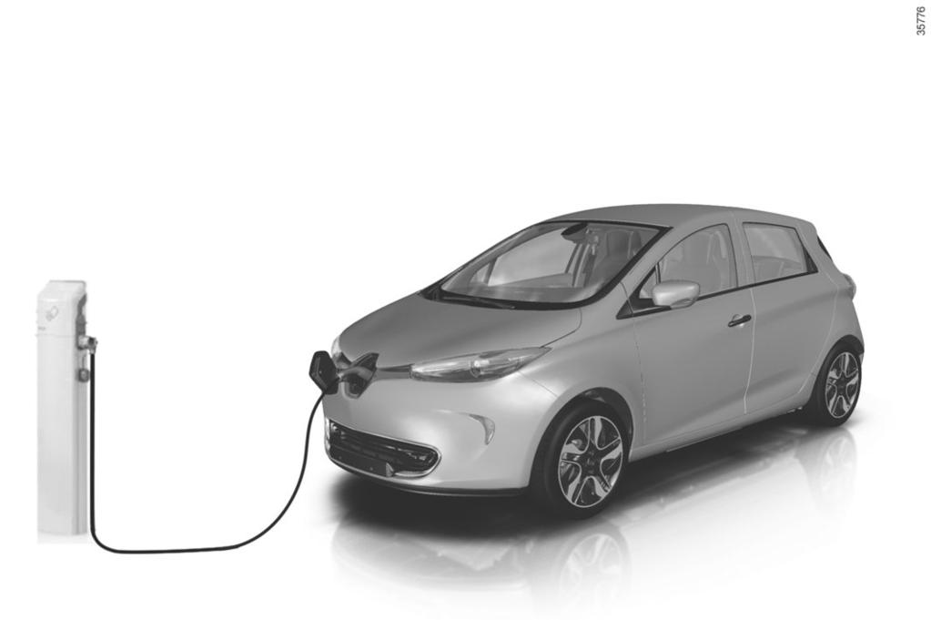 ELEKTROMOS GÉPKOCSI: töltés (1/9) A feltöltés általános sémája 1 Elektromos töltőaljzat 2 Töltőzsinór 3 Speciális fali