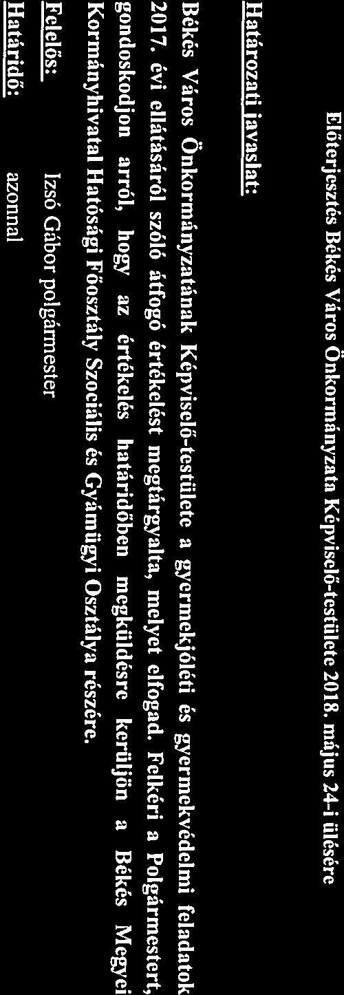 Előterjeszt Bék Város Önkormányzt Képviselő-testülete 2018.