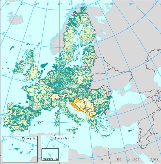 Natura 2000 az Európai Unióban A kijelölés eredményeképpen: Összesen több mint 27 ezer terület (méretük változó: 1 ha 5000 km 2 között) Az EU szárazföldi részének