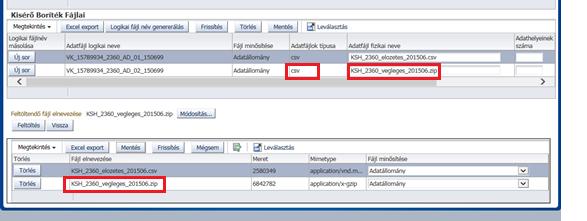34. ábra Csv típusú állomány tömörítése és zip típusként feltöltése b) Logikai darabolás Logikai daraboláson azt értjük mikor a feltöltendő állományt mérete miatt logikailag (pld.