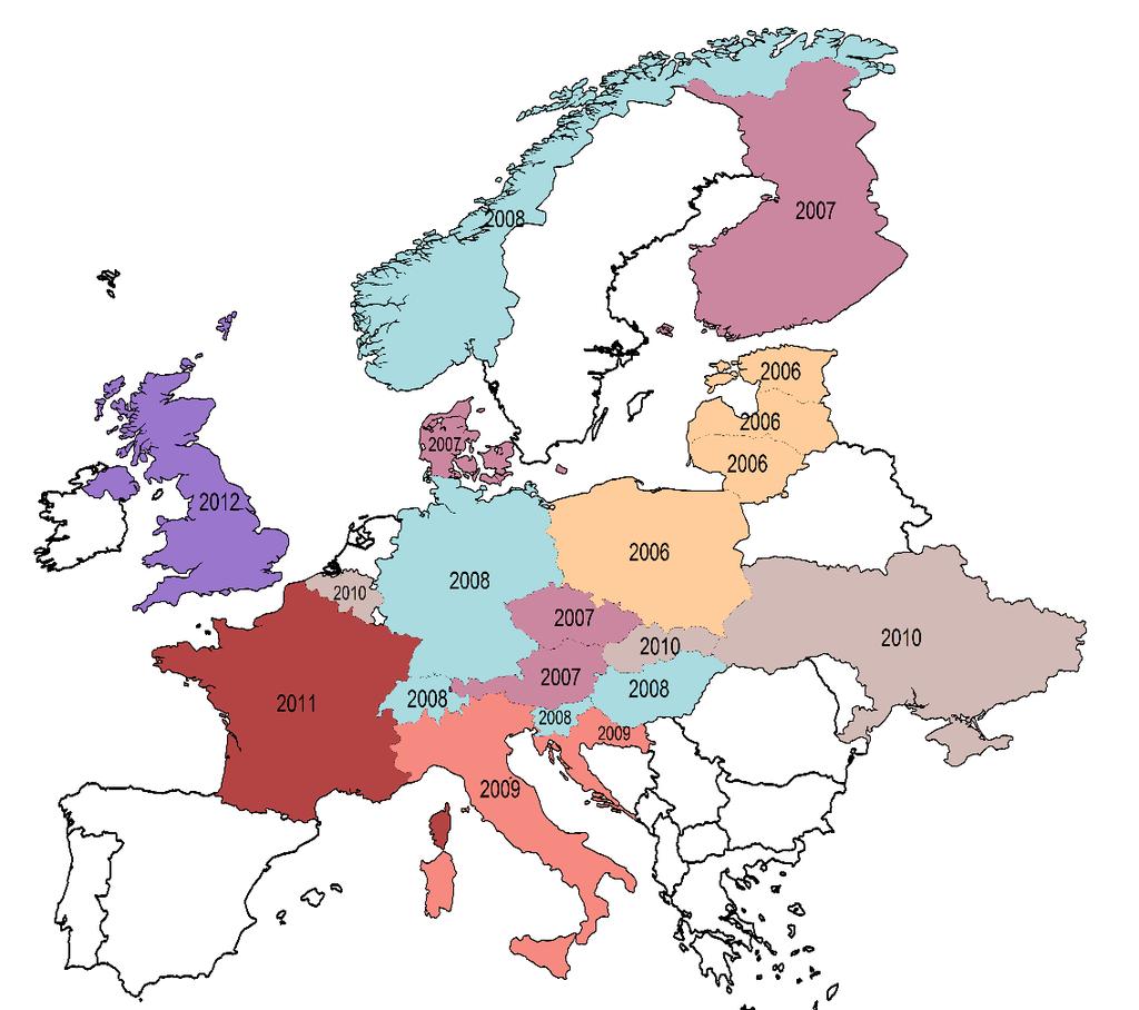 10. ábra: A kórokozó első detektálása az egyes országokban A 10. ábra a C.