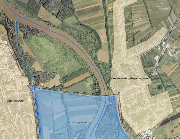 1.3.3.14 Vásárosnamény Vásárosnamény település a Tisza bal partján, a 07.12.04 számú védelmi szakasz 0+000 tkm és a 3+780 tkm között, továbbá Vásárosnamény- Gergelyiugornya a Tisza jobb partján a 07.