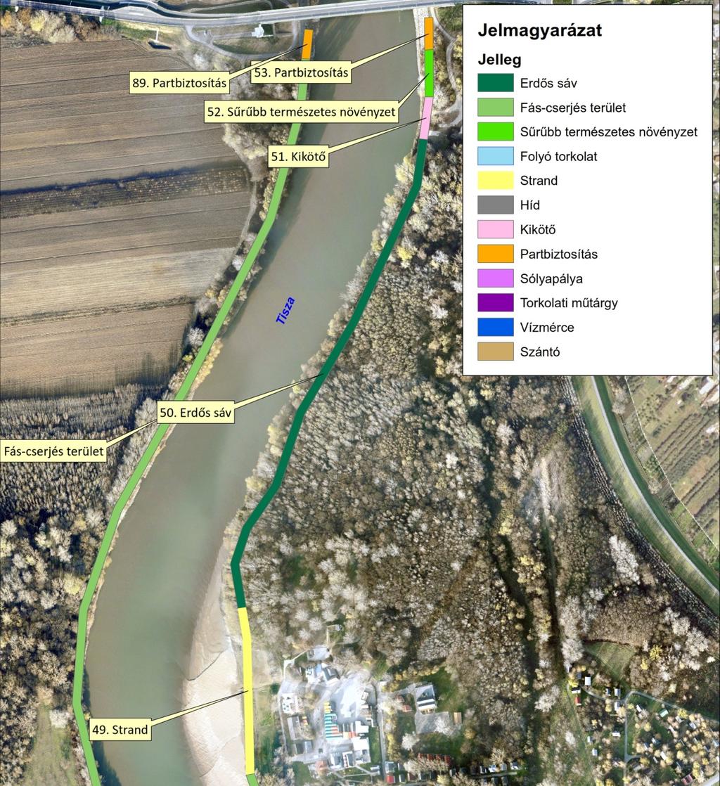 2.6 A parti sávok részletes vizsgálata A rendelkezésre álló ortofotók alapján elvégeztük a partéltől számított 10 m-es sávon belül található valamennyi tereptárgy, építési műtárgy és a növénytakaró