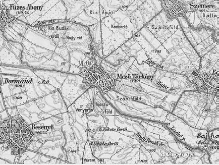 Mezőtárkány térképe - Harmadik Katonai Felmérés (1869-1887) mely igen erősen igényelt is volt, ugyanis 1900-ban már 3045 lakosa van.