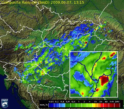 megfelelően 10 dbz és 52-57 dbz között változhat a radarjel. Rövid idő alatt rendkívül változatos területi eloszlásban 0,1-100 mm csapadékot eredményezhet.