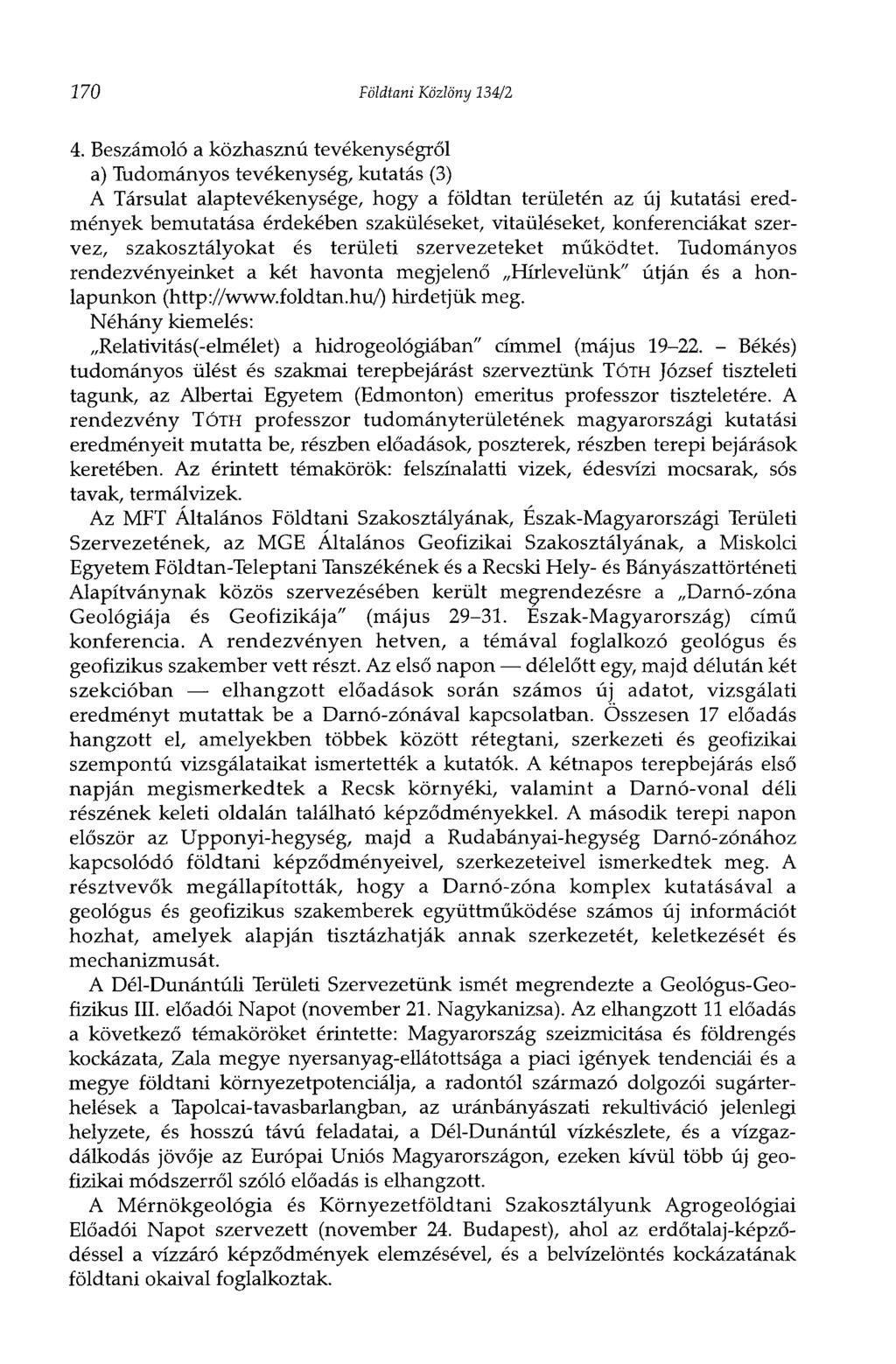 270 Földtani Közlöny 134/2 4.