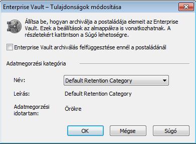 Az Enterprise Vault-archiválás kezelése Egy postaláda vagy mappa Enterprise Vault-tulajdonságainak beállítása 47 3 Kattintson a Módosítás gombra.