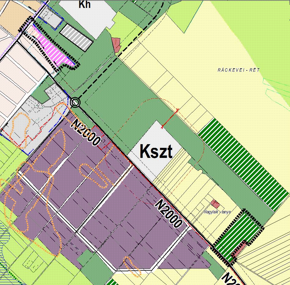 Hatályos külterület (SZT-2) abályozási terv részlete A településszerkezeti tervi változások az alábbiakban kerül bemutatásra.