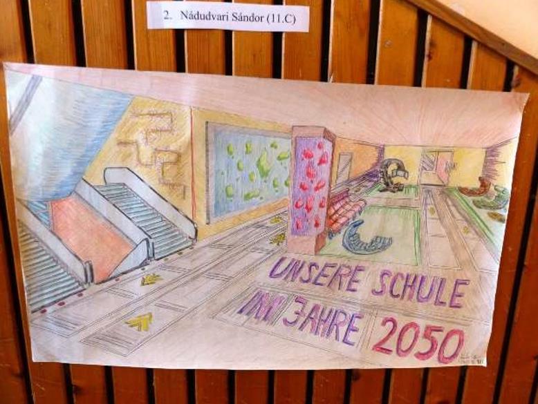 Német munkaközösség Plakátkészítő verseny "UNSERE SCHULE IM JAHRE 2050"